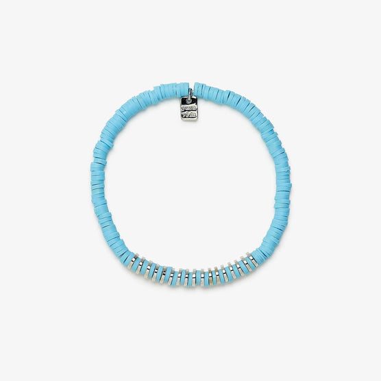 Blue Heishi Disc and Metal Bracelet Puravida