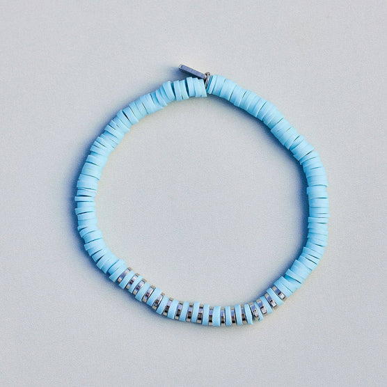 Blue Heishi Disc and Metal Bracelet Puravida