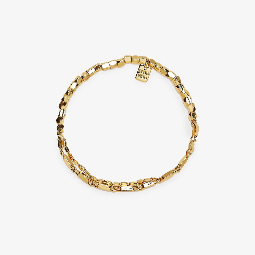 Metal Bead and Chain Stretch Gold Bracelet PuraVida