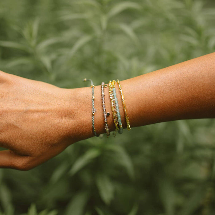 Smokey Quartz Beaded String Bracelet Pura Vida