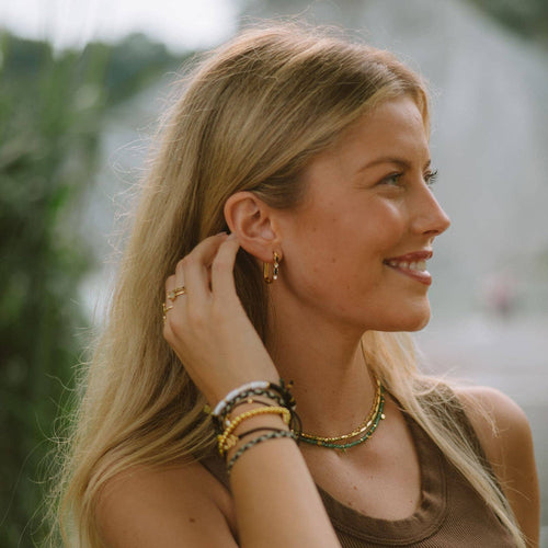 Stone Hoop Earrings