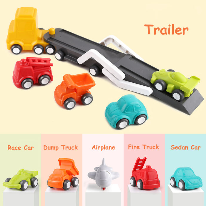 Car Carrier Truck Toy Set Push Go Transport Trailer Vehicles