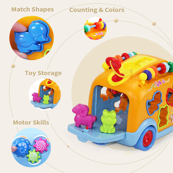 Electronic Musical Bus 3D Animal Matching Car Baby Sensory Toy