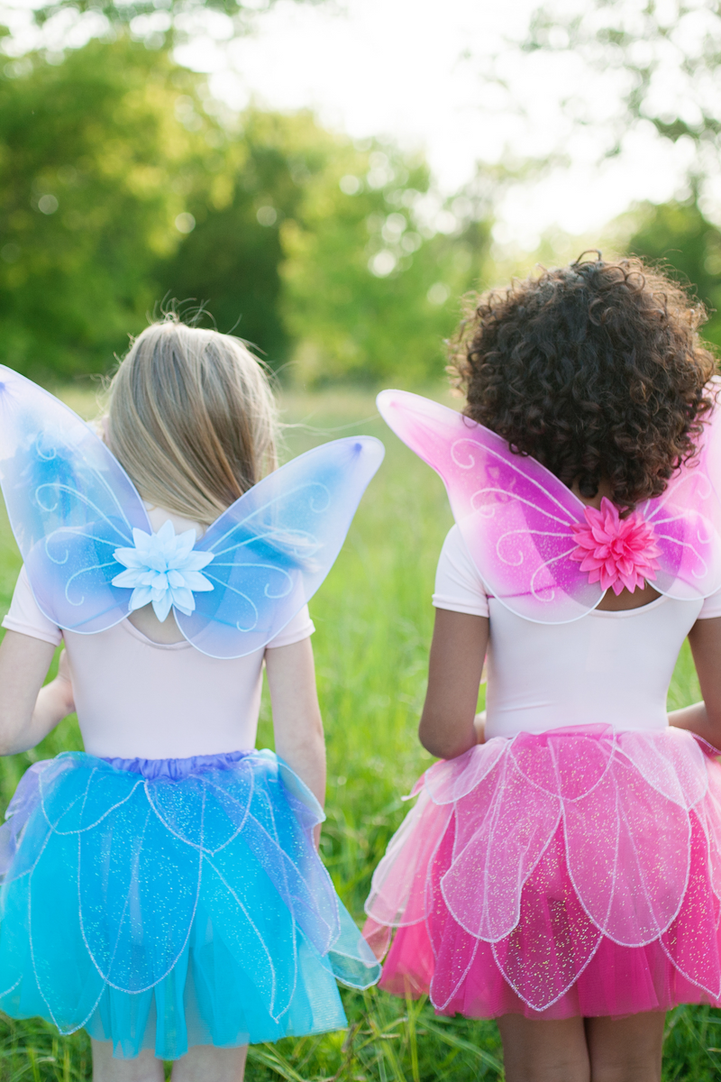 Fancy Flutter Skirt Sets with Wings & Wands Pink