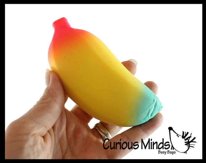 Single Rainbow Colored Squishy Sand Banana - Moldable Sensory,
