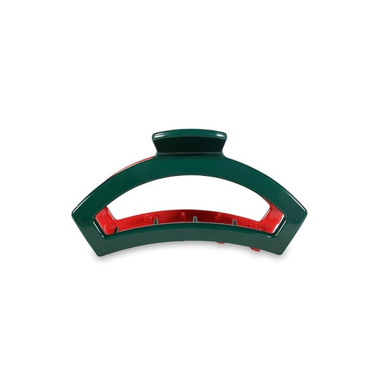 Teleties Medium Open Claw Clip Red and Green Holiday Collection