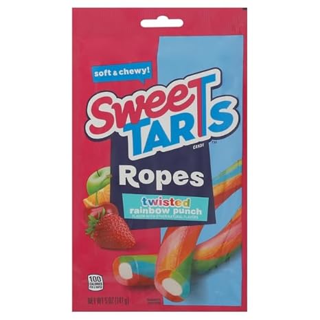 SweeTARTS Twisted Rainbow Ropes Fruity Punch Chewy Candy