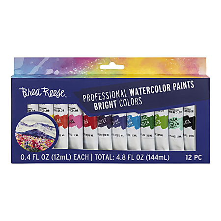 Brea Reese Professional Watercolor Paint Set 12 Bright Tubes