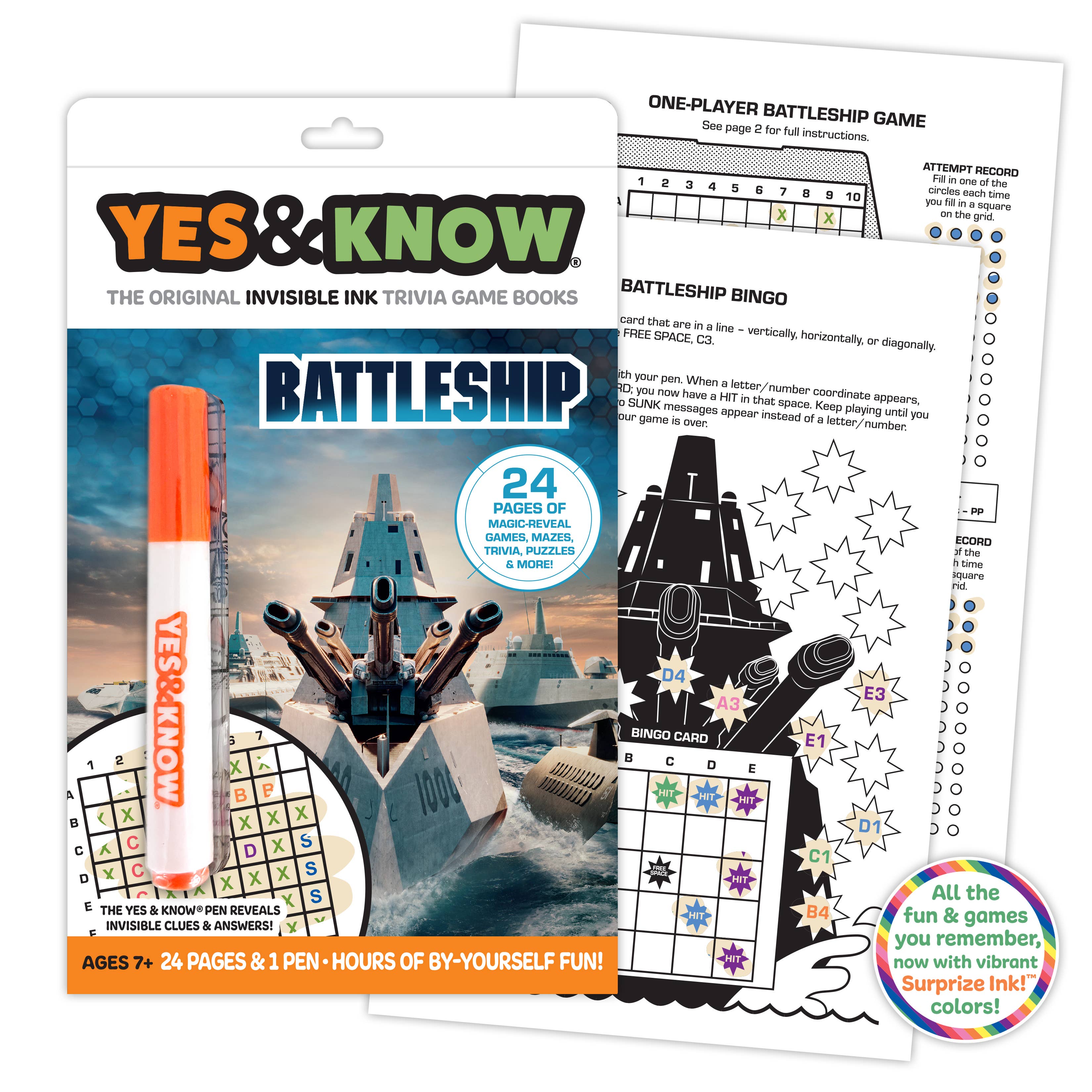 Yes & Know® Invisible Ink Trivia Game Books- Battleship