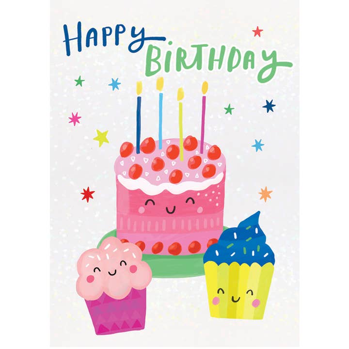 Birthday Kawaii Cakes Foil Card