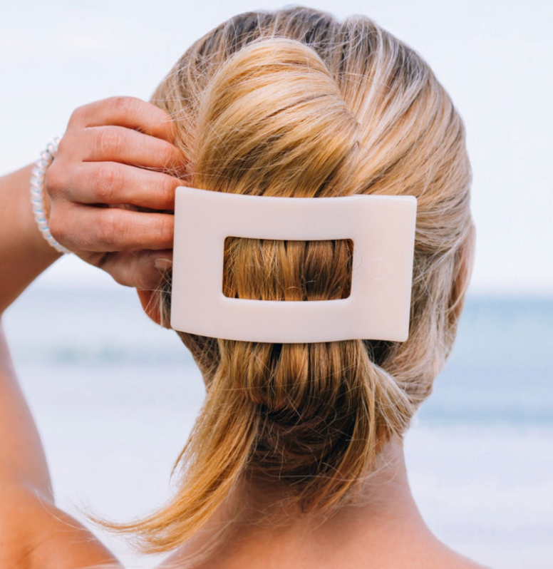 Teleties Small Flat Rectangle Hair Clip Almond Beige