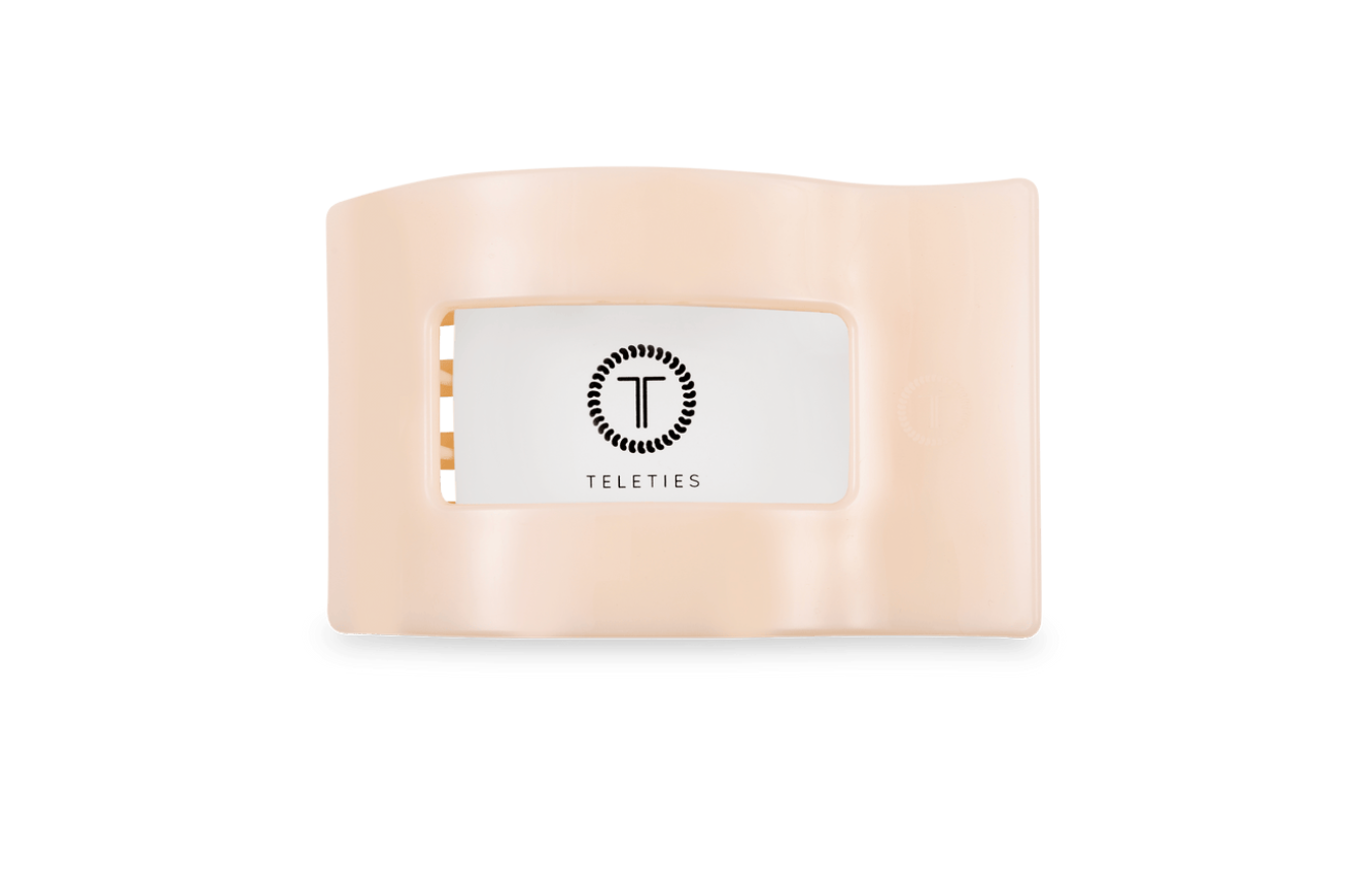 Teleties Small Flat Rectangle Hair Clip Almond Beige