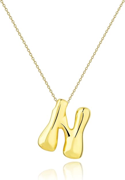 Gold Big Bubble Letter Necklace