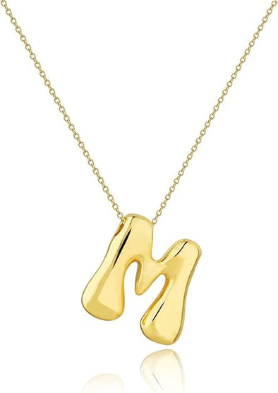 Gold Big Bubble Letter Necklace