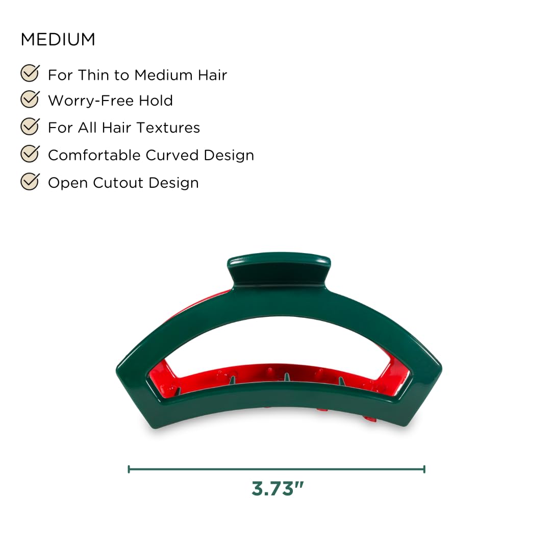 Teleties Medium Open Claw Clip Red and Green Holiday Collection