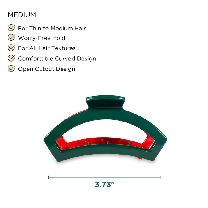 Teleties Medium Open Claw Clip Red and Green Holiday Collection