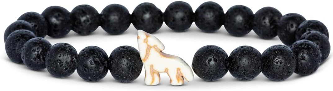 Lava Stone Wolf Bracelet