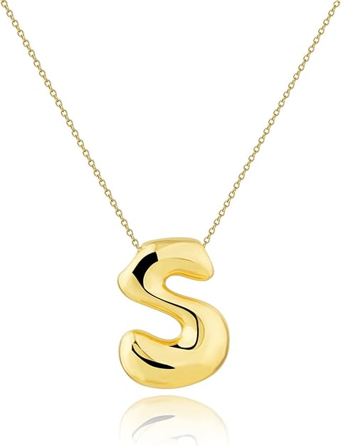 Gold Big Bubble Letter Necklace