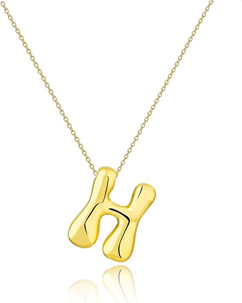 Gold Big Bubble Letter Necklace