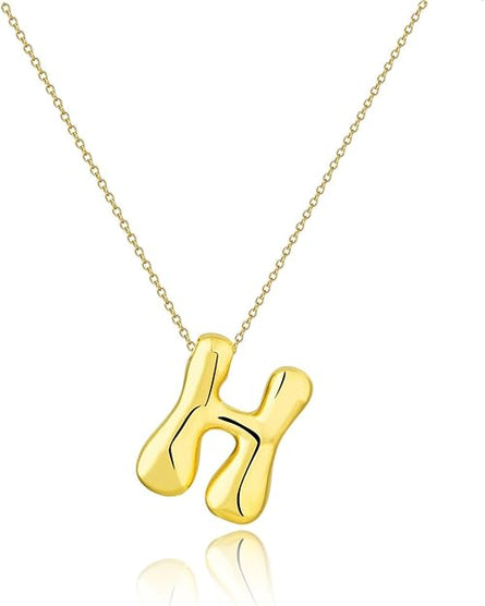 Gold Big Bubble Letter Necklace