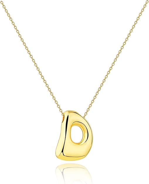 Gold Big Bubble Letter Necklace