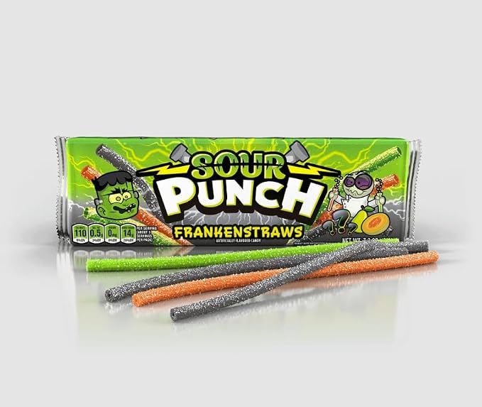 Sour Punch Frankenstraws Halloween Sour Candy Straws 3.2oz Pack