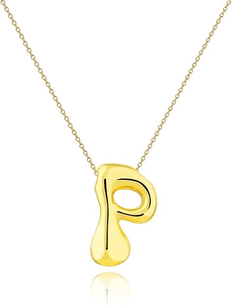 Gold Big Bubble Letter Necklace