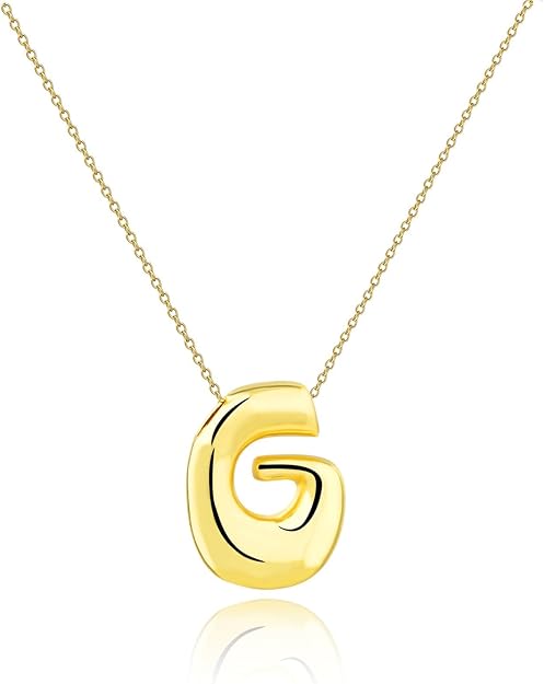 Gold Big Bubble Letter Necklace