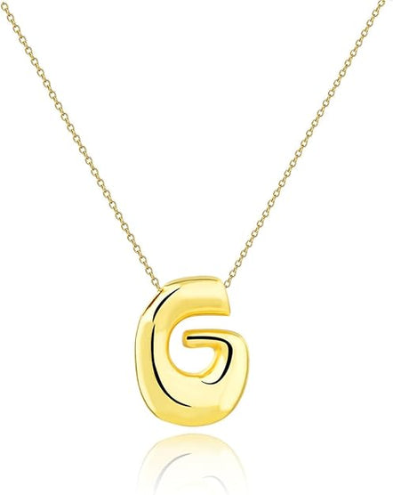 Gold Big Bubble Letter Necklace