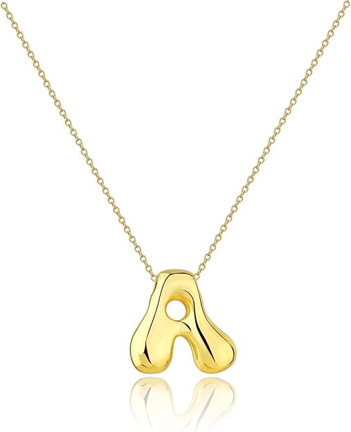 Gold Big Bubble Letter Necklace