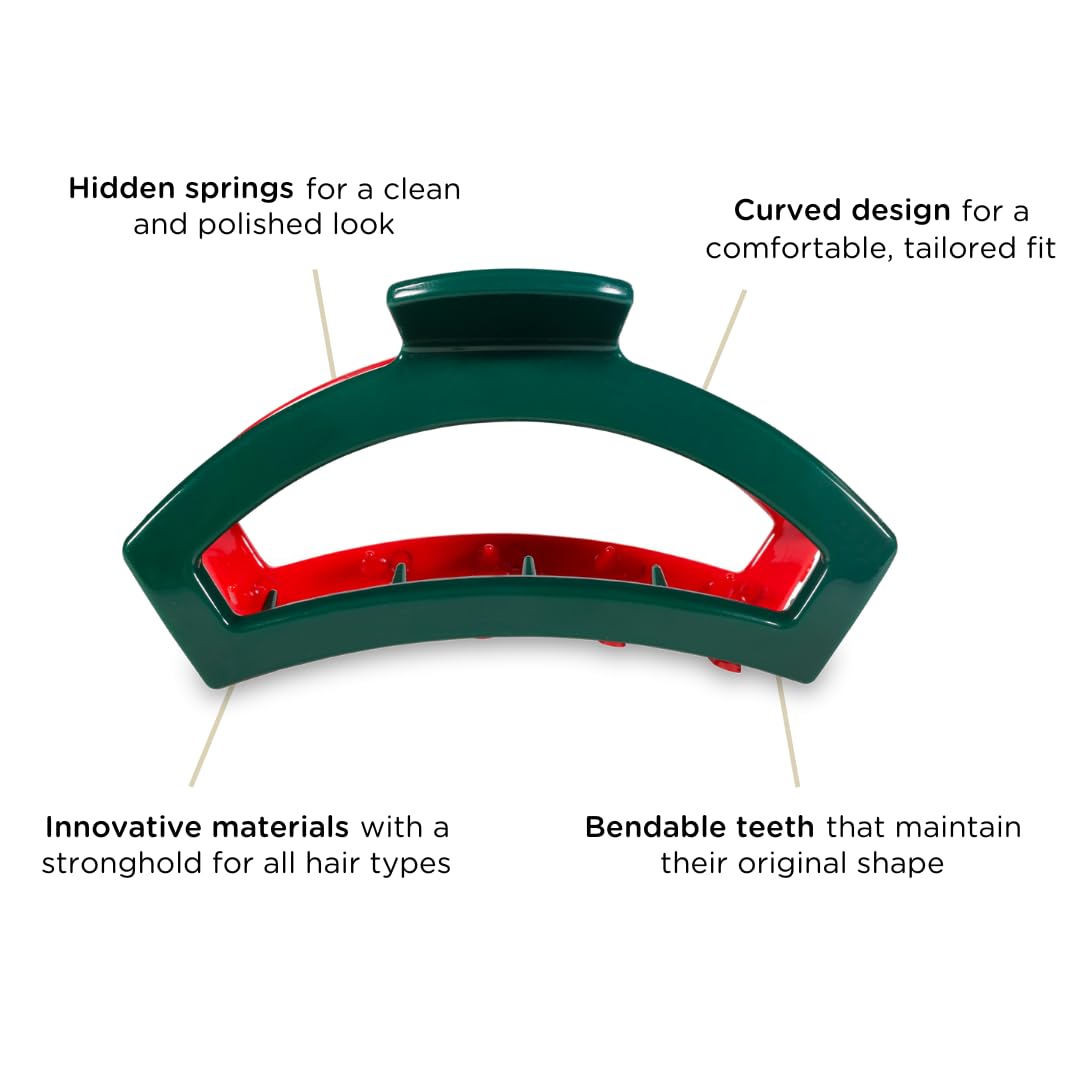 Teleties Medium Open Claw Clip Red and Green Holiday Collection