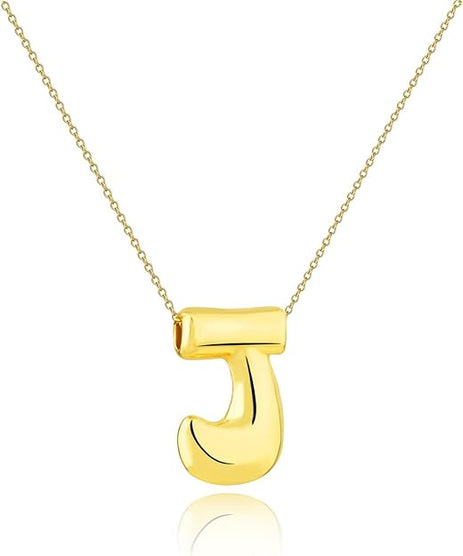 Gold Big Bubble Letter Necklace