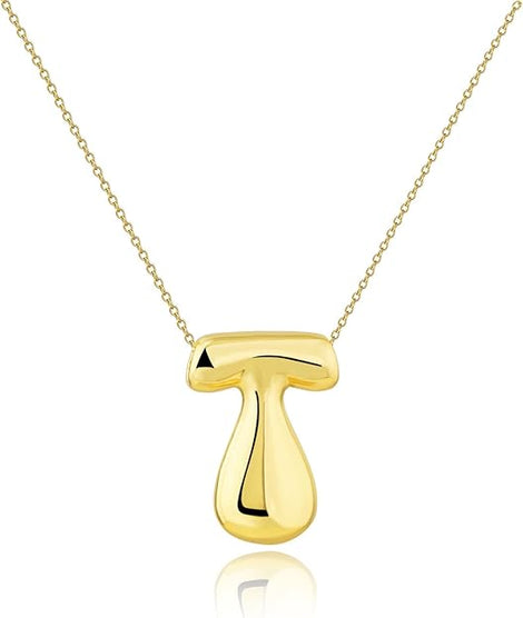 Gold Big Bubble Letter Necklace