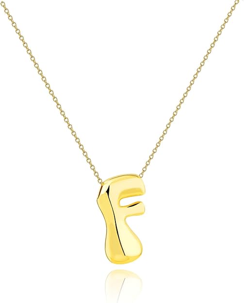 Gold Big Bubble Letter Necklace