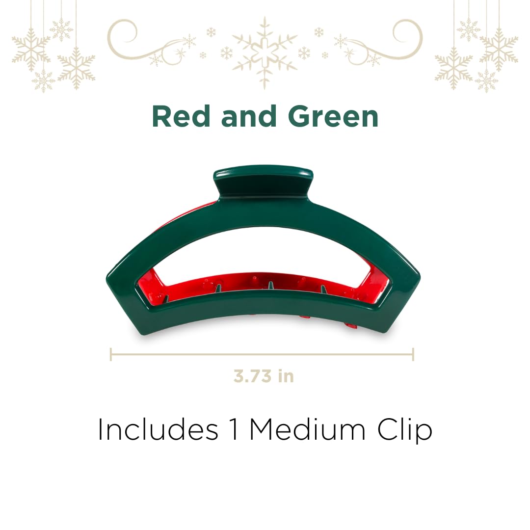 Teleties Medium Open Claw Clip Red and Green Holiday Collection