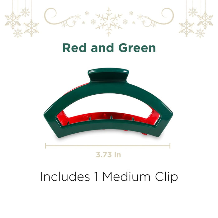 Teleties Medium Open Claw Clip Red and Green Holiday Collection