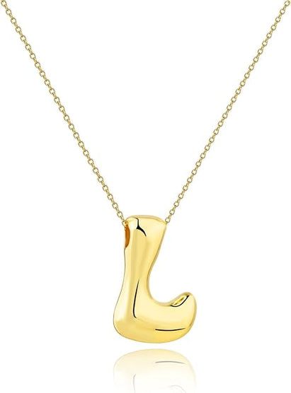 Gold Big Bubble Letter Necklace