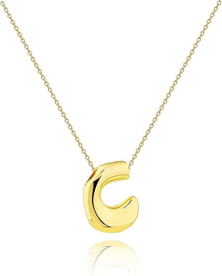 Gold Big Bubble Letter Necklace