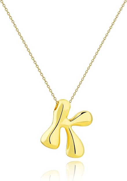 Gold Big Bubble Letter Necklace