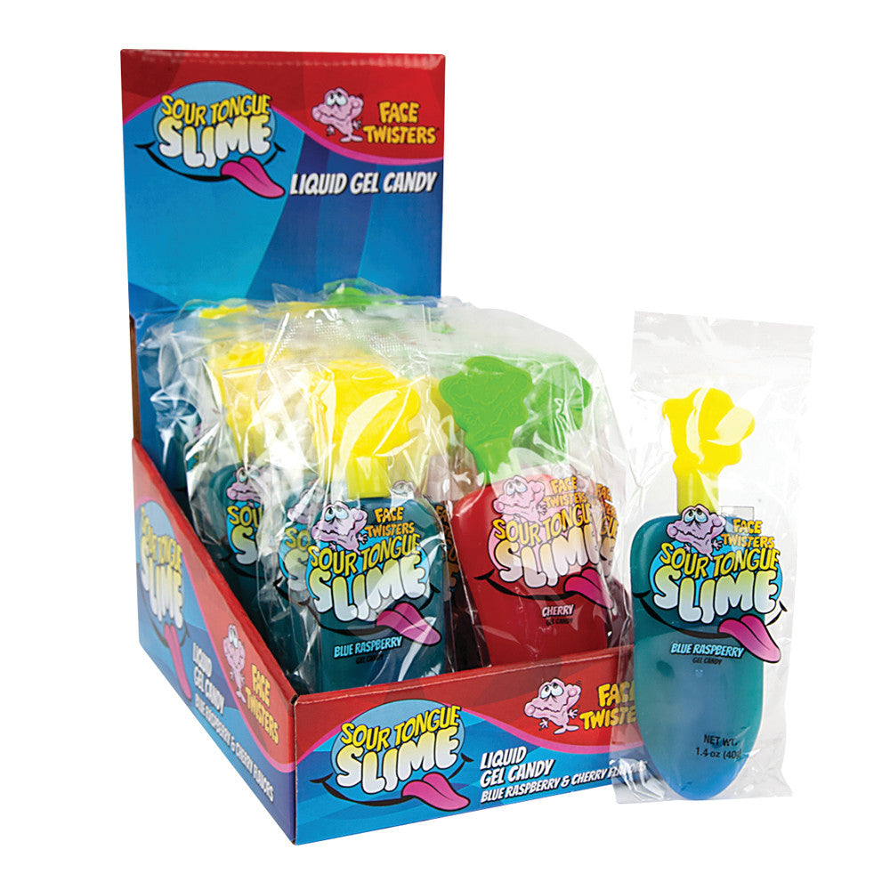 Face Twisters Sour Tongue Slime - Blue Raspberry & Cherry Liquid Candy ...