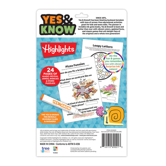 Yes & Know® Invisible Ink Trivia Game Books- Giggles Galore