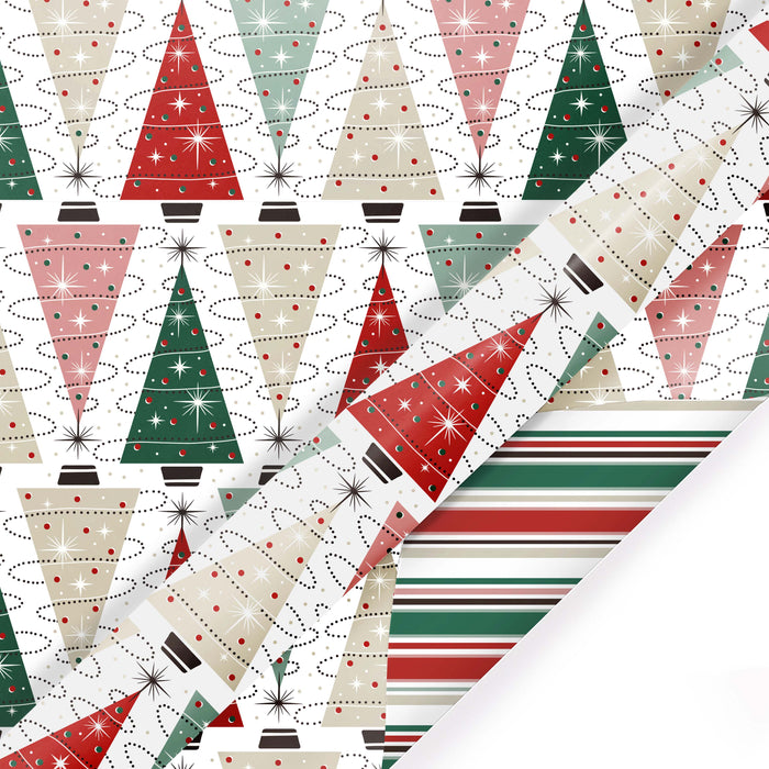 30" x 10' Wrapping Paper | Retro Trees/Retro Multicolor Striped