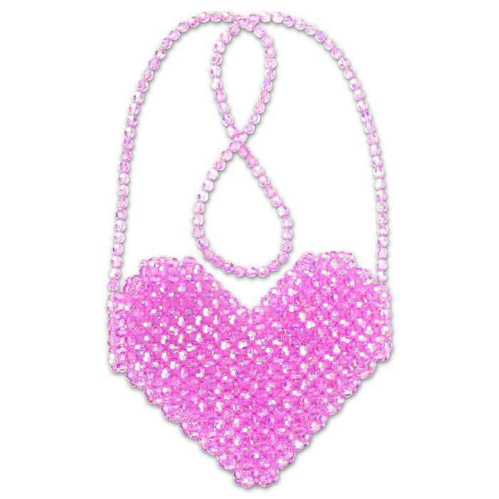 Shimmering Beaded Heart Crossbody Bag