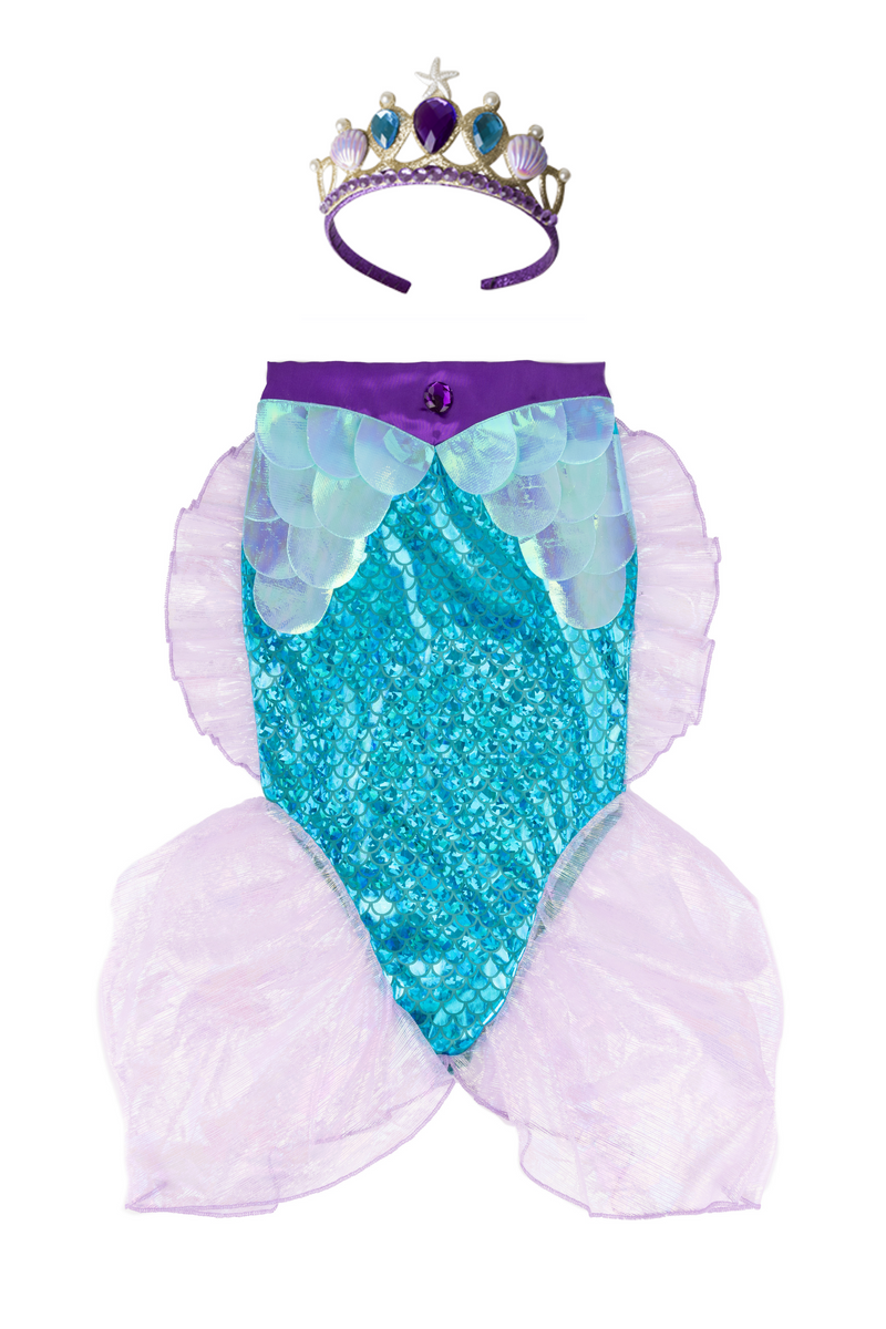 Mermaid Glimmer Skirt Set with Headband