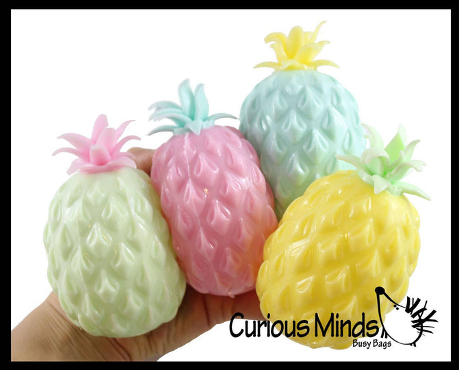 Single Colored Pineapple Fruit Water Bead Filled Squeeze Stress