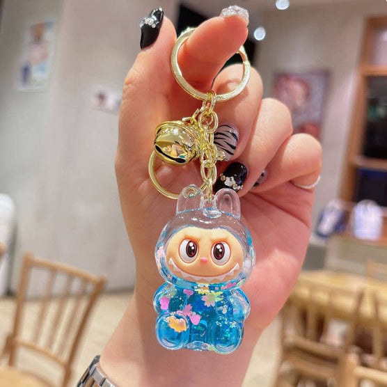 Shiny quicksand cute monster keychain