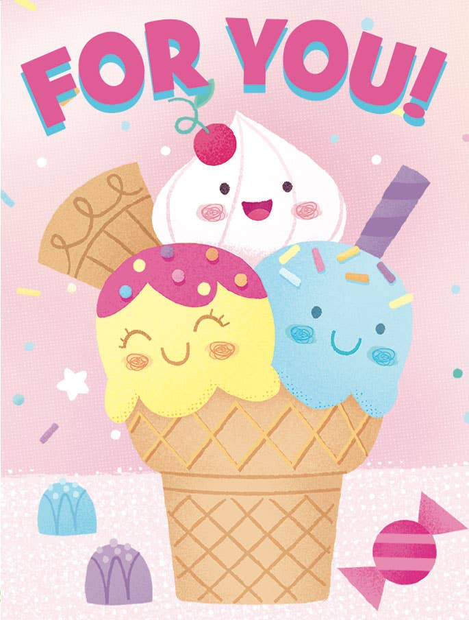 Paper House Productions Kawaii Ice Cream Cone Gift Enclosure Card