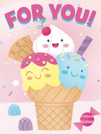 Paper House Productions Kawaii Ice Cream Cone Gift Enclosure Card