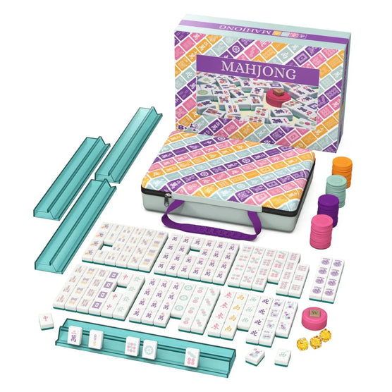 Spin Master Colorful Mahjong Tile Set with Carrying Case