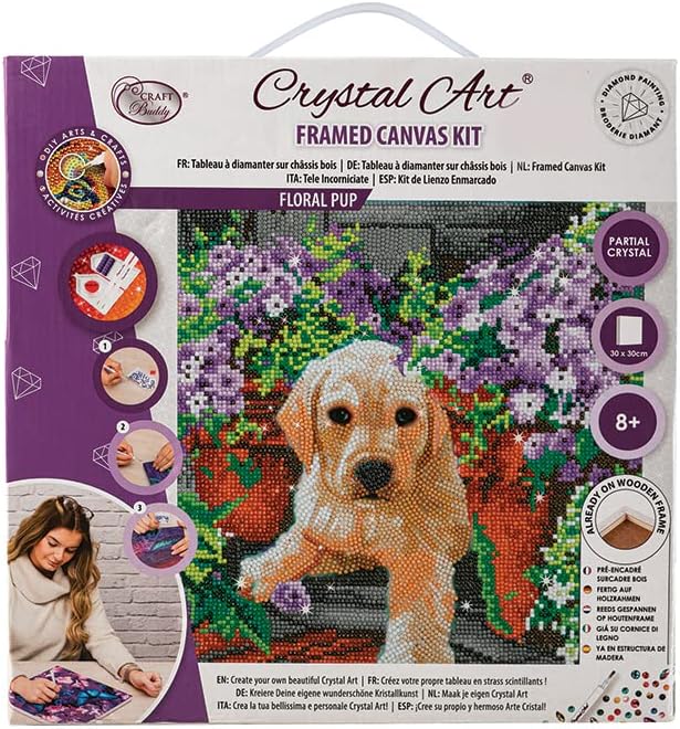 Floral Pup Diamond Painting Kit